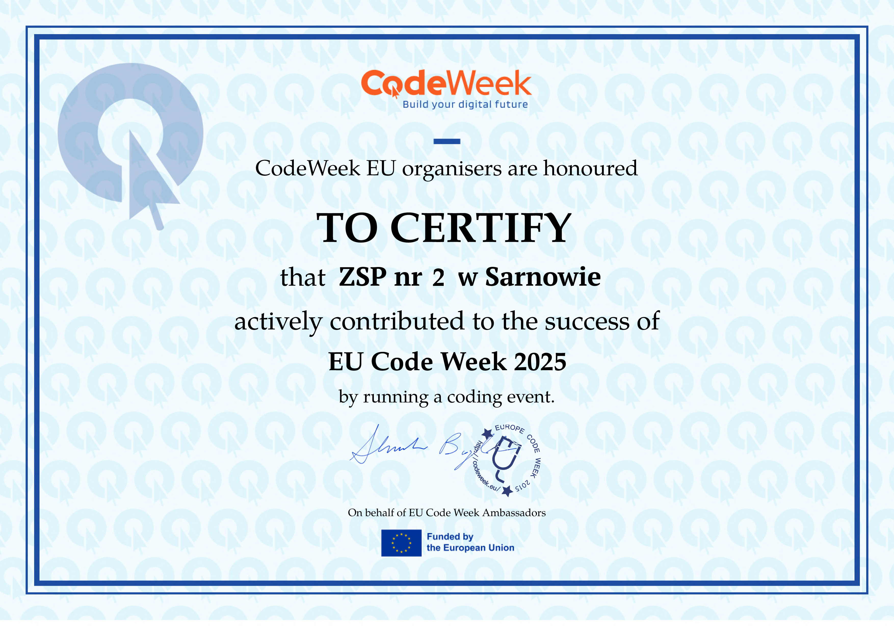 certificate code week 2025